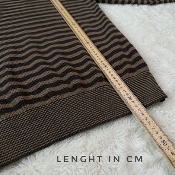 All Saints Men Brown Striped Cotton Crewneck Knit Sweater - Picture 5 of 11